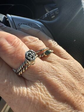 Sterling Silver and gold Rose  Ring Pandora